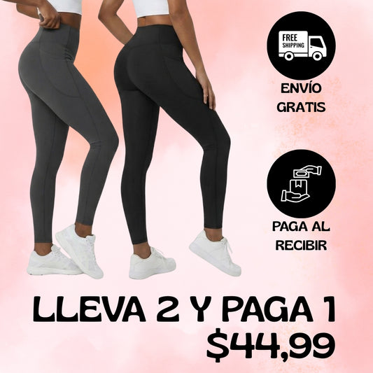 Pack x2 Leggings Moldeadores Control de Abdomen y Cintura